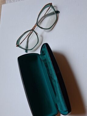 Beautiful Designer Teal Green And Gold Metal Eyeglasses